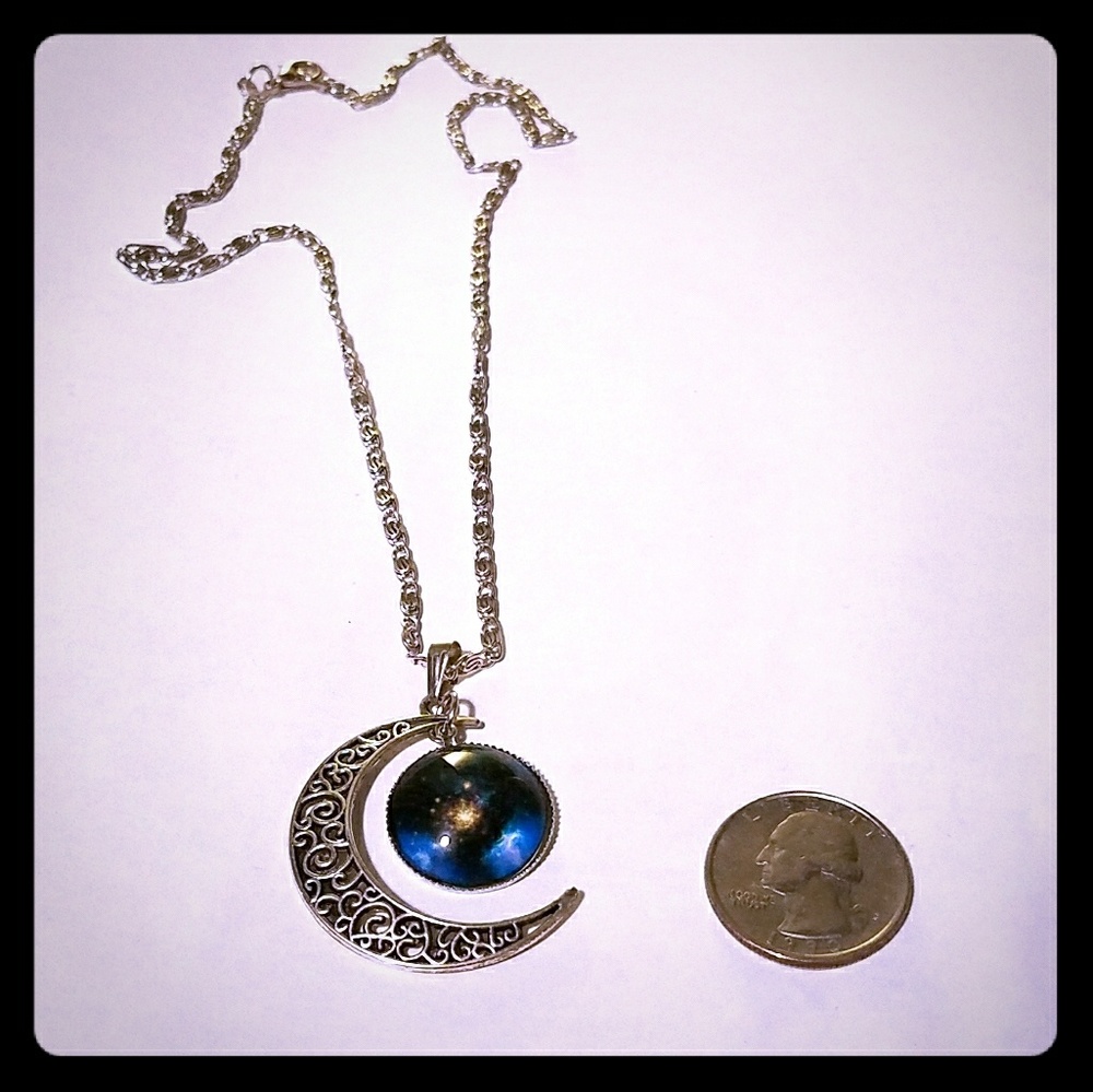 Moon and Galaxy Necklace